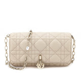 Dior Beige Calfskin Cannage Lady Dior Talk Phone Pouch