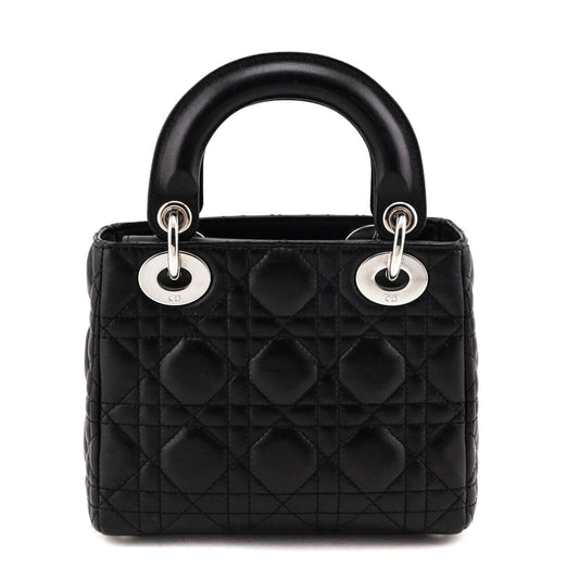 Dior Black Lambskin Cannage Mini Lady Dior