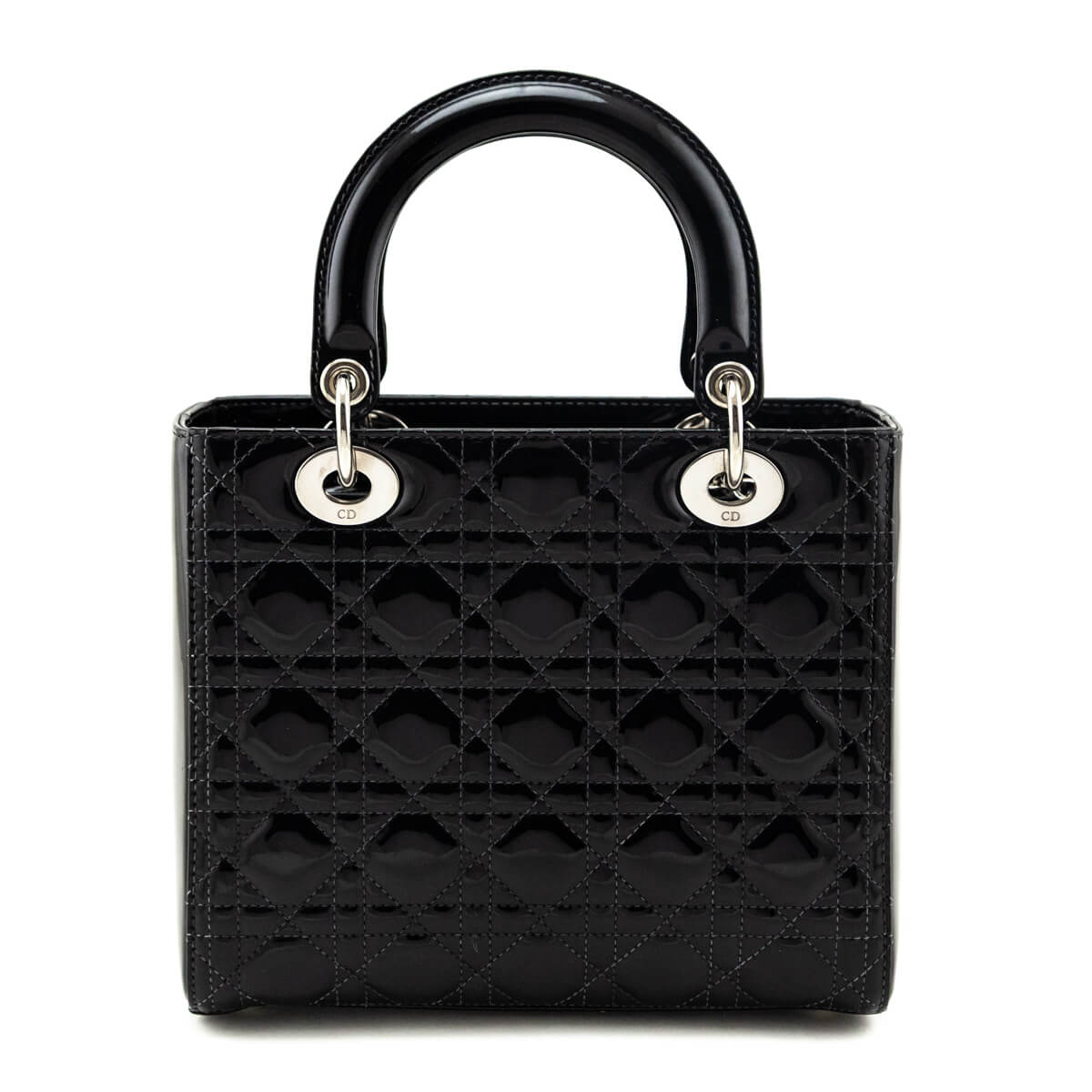 Dior Black Patent Cannage Medium Lady Dior