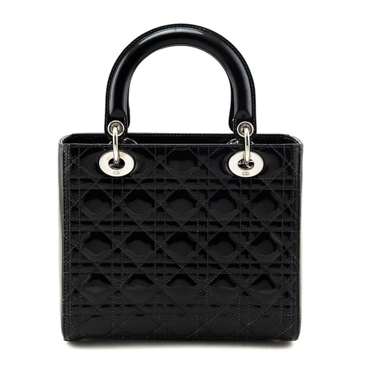 Dior Black Patent Cannage Medium Lady Dior