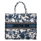 Dior Blue Canvas Embroidered Butterfly 2023 Large Book Tote