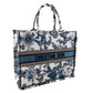 Dior Blue Canvas Embroidered Butterfly 2023 Large Book Tote