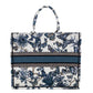 Dior Blue Canvas Embroidered Butterfly 2023 Large Book Tote