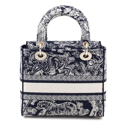 Dior Blue Toile de Jouy Reverse Embroidery Medium Lady D-Lite Bag