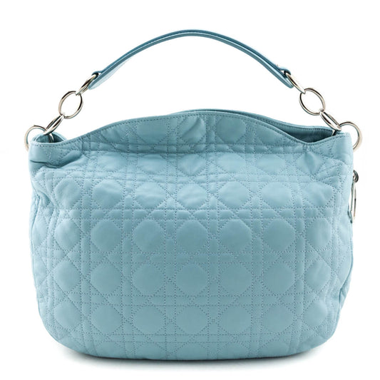 Dior Light Blue Lambskin Cannage Medium Dior Soft Hobo