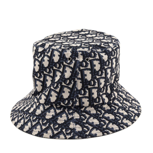 Dior Navy Oblique Reversible Teddy D Small Brim Bucket Hat