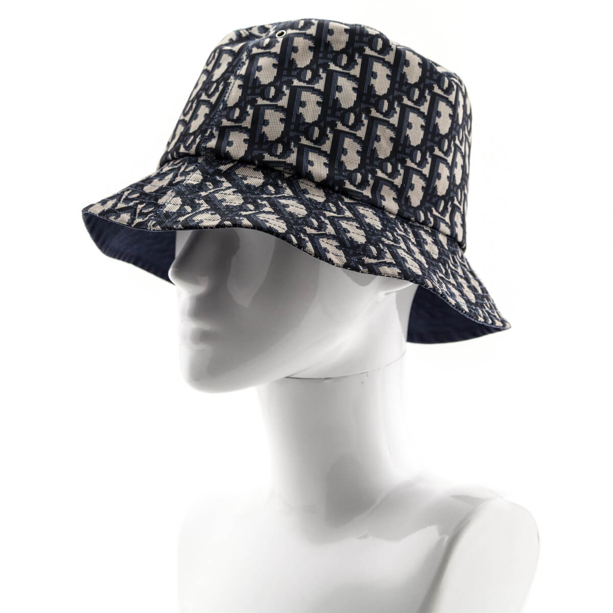 Dior Navy Oblique Reversible Teddy D Small Brim Bucket Hat