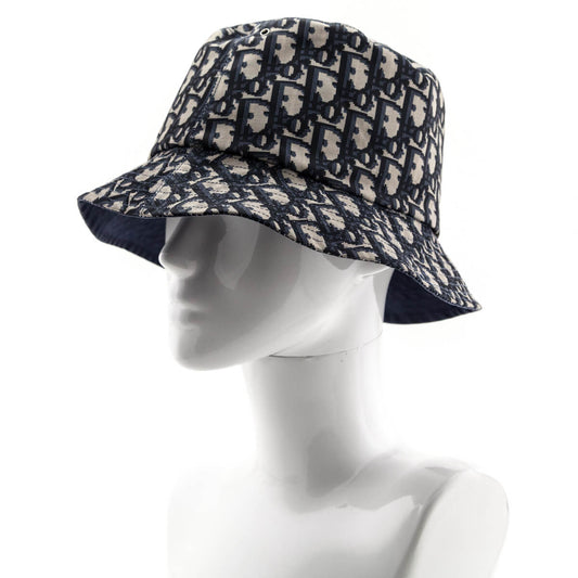 Dior Navy Oblique Reversible Teddy D Small Brim Bucket Hat