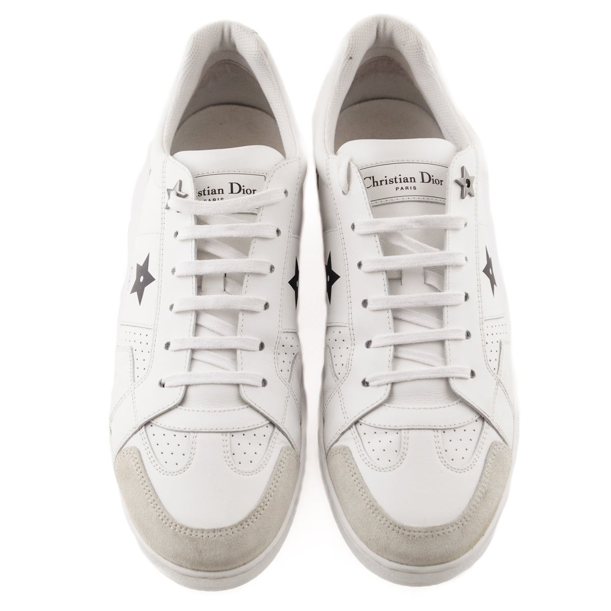 Dior White Leather Star Low Top Sneakers Size US 10 | EU 40