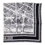 Dior White & Black Plan de Paris Silk Scarf 90