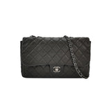 Chanel Now and Forever Large Jumbo Flap Bag Black Lambskin Silver Hardware