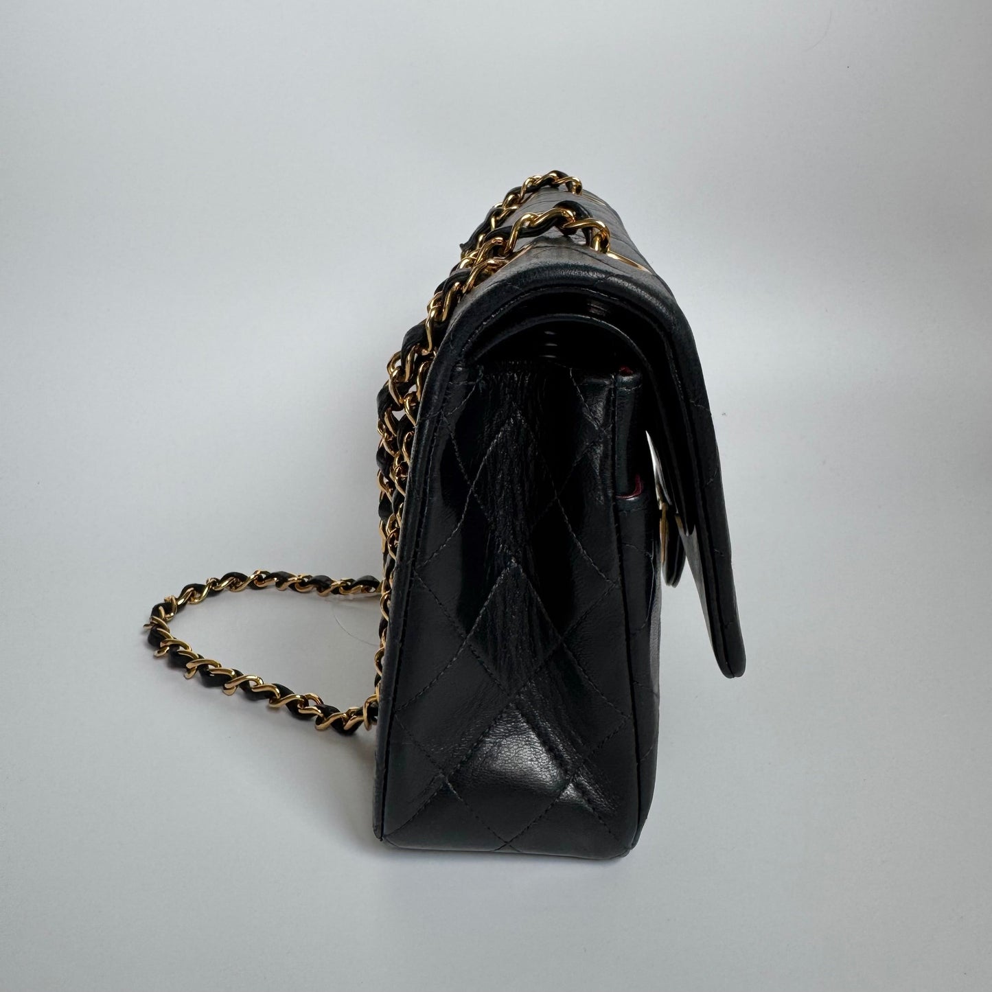 Chanel Classic Flap   Black Lambskin Leather with 24k Gold Hardware