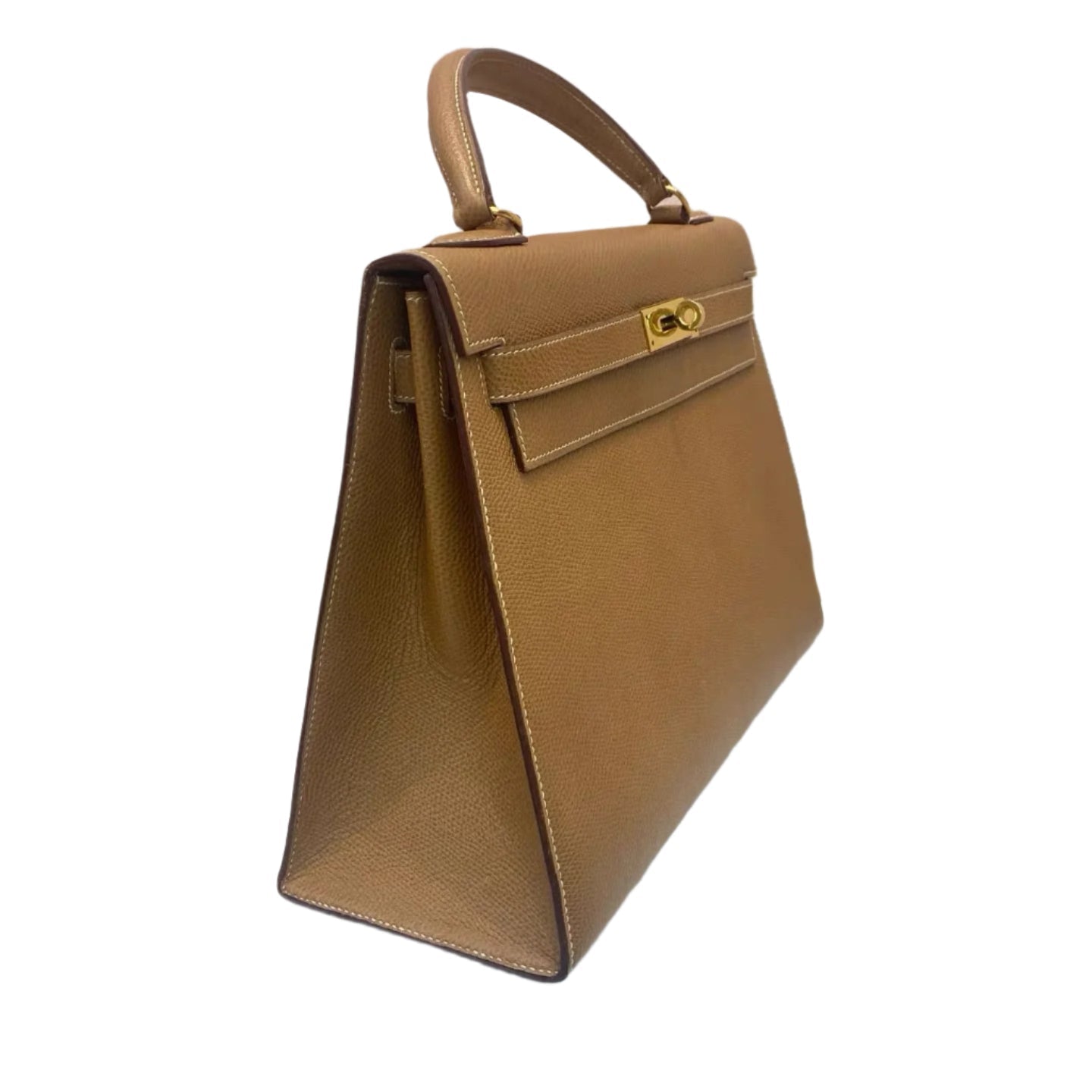Hermes Kelly 32 Sellier   Gold Epsom Leather Gold Hardware With Strap 1990
