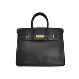Hermes Birkin 35 Black Calfskin Leather Gold Hardware 1997