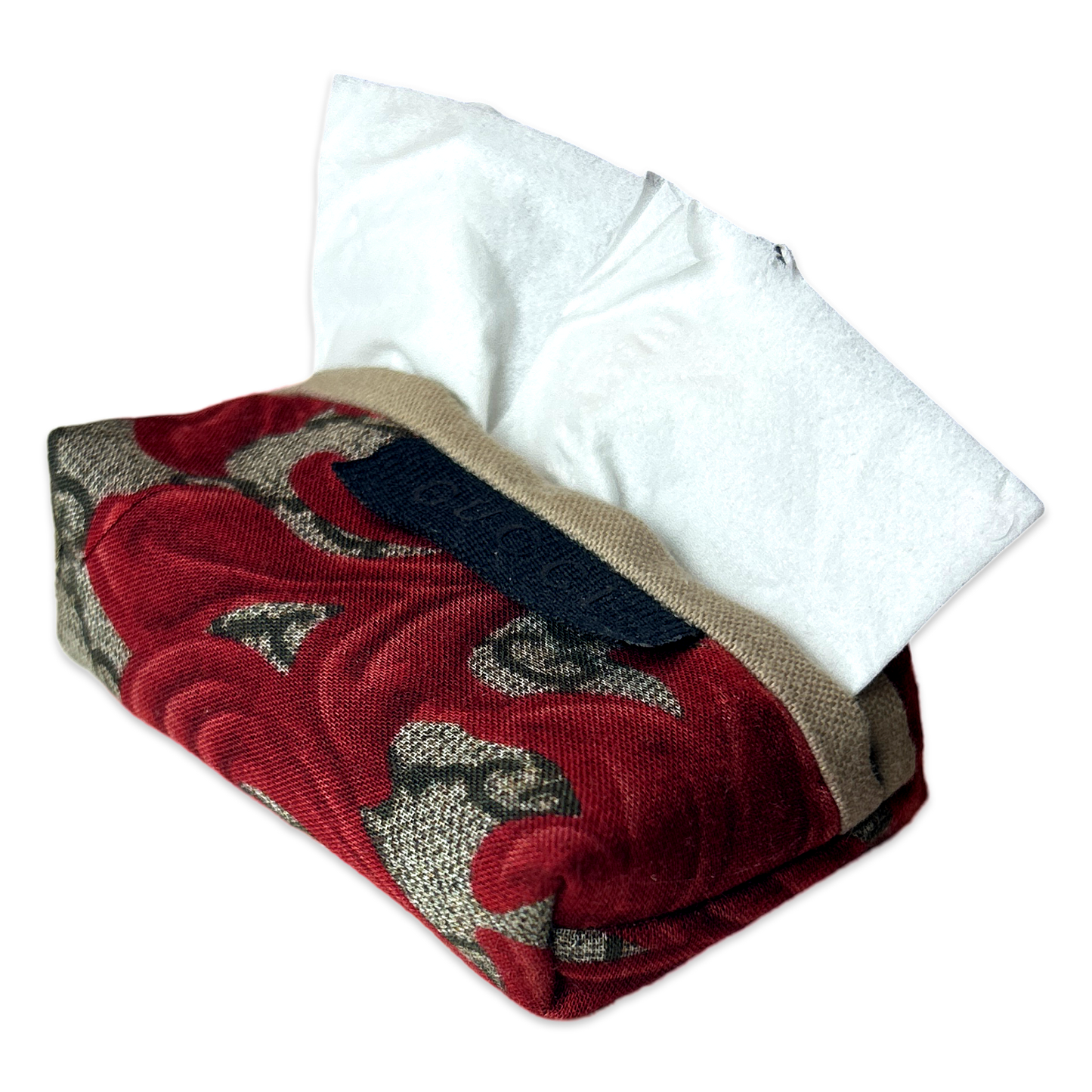 GG Logo Arabesque Red   Scarf Travel Tissue Pouch