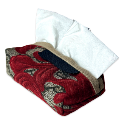 GG Logo Arabesque Red   Scarf Travel Tissue Pouch