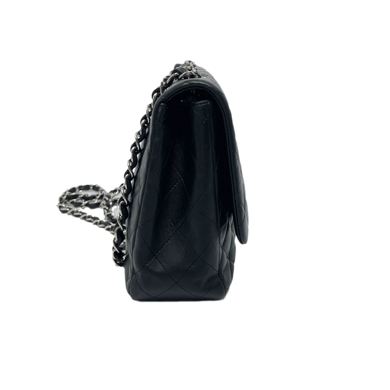 Chanel Classic Flap Jumbo Large Black Lambskin Leather with Silver hardware