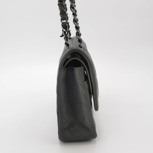 Chanel Classic Flap 2005 Grey Lambskin Leather with Silver Hardware