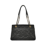 Chanel PST Petite Shopping Tote Black Caviar Leather CC Logo Gold Hardware 2012-13