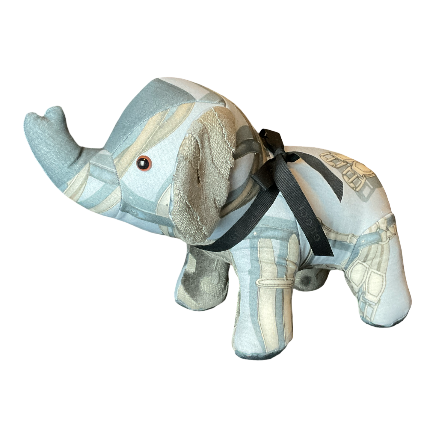 Gray Equestrian   Silk Scarf Lucky Elephant