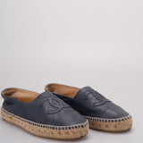 Chanel Blue Ieather CC Logo Espadrilles Size 39