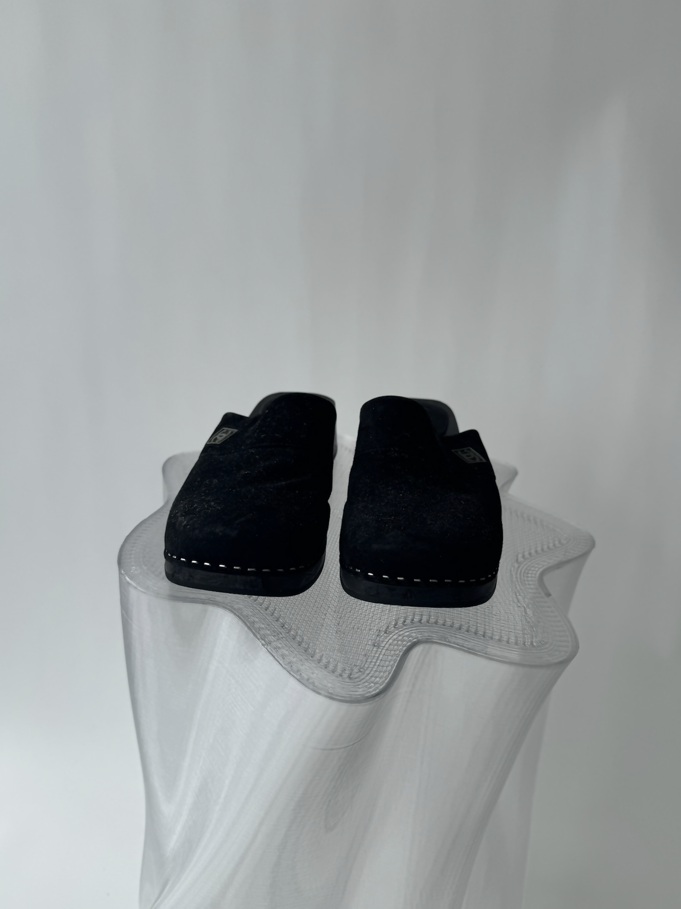 Chanel Suede CC Wooden Clogs Women - Full Set