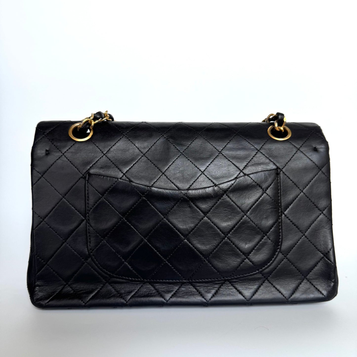 Chanel Classic Flap   Medium Black Lambskin Leather with 24k Gold Hardware 1989-1991