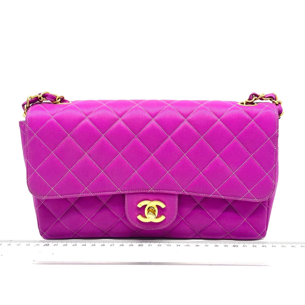 Chanel Classic Flap Medium   Pink Fuchsia Canvas with 24k Gold Plated Hardware
