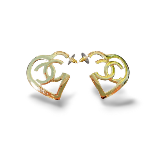 Chanel Heart Hoop Earrings