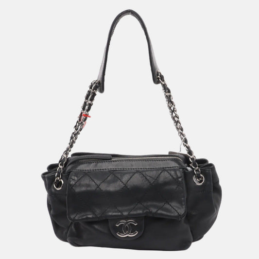 Chanel Flap Pocket Accordion Camera Bag 2005-2006 Lambskin Leather Shoulder Bag