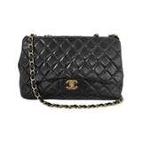 Chanel Classic Flap Jumbo   Black Lambskin Leather Single Flap 24k Gold Hardware, 2008-2009