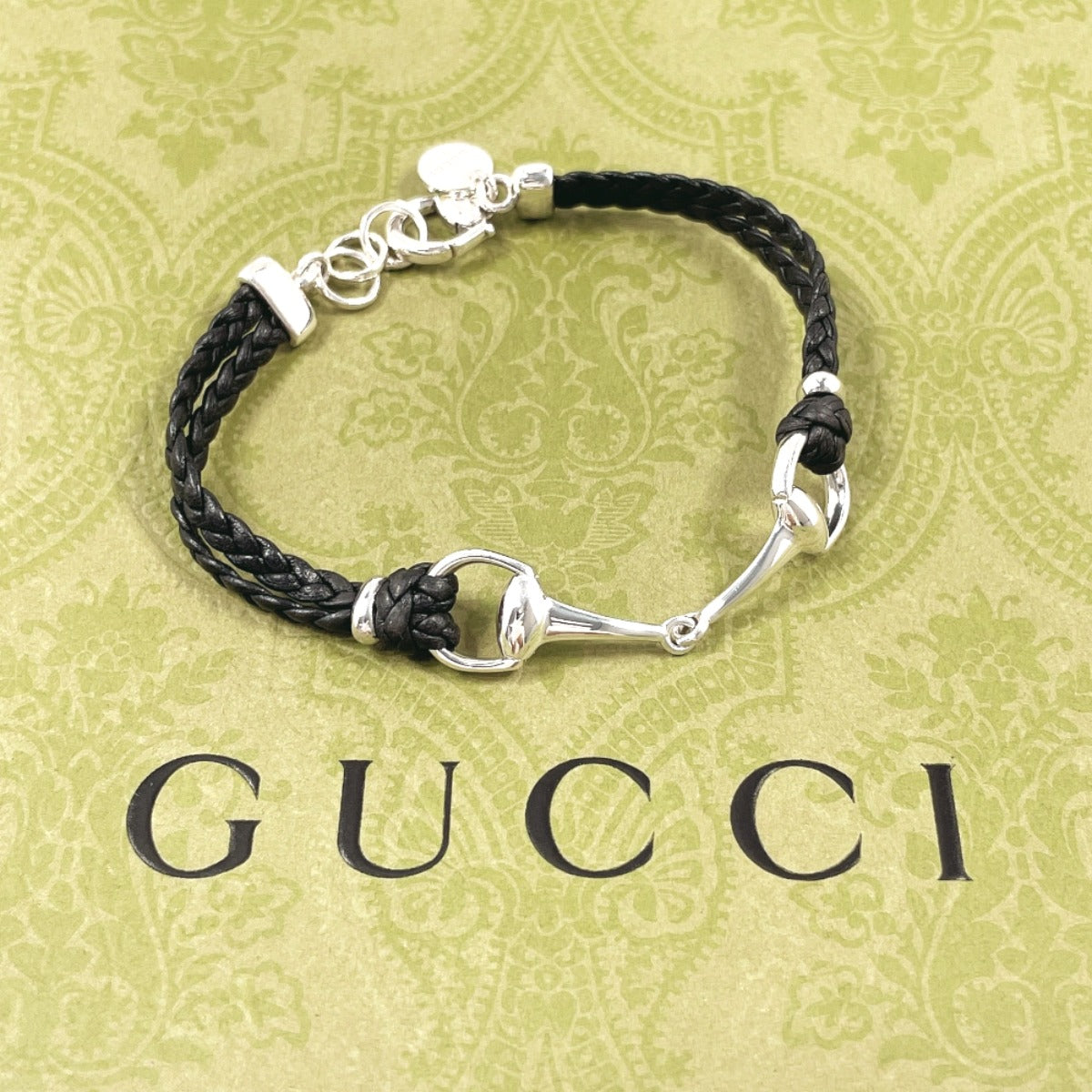 Gucci Horsebit Silver 925 Leather Bracelet