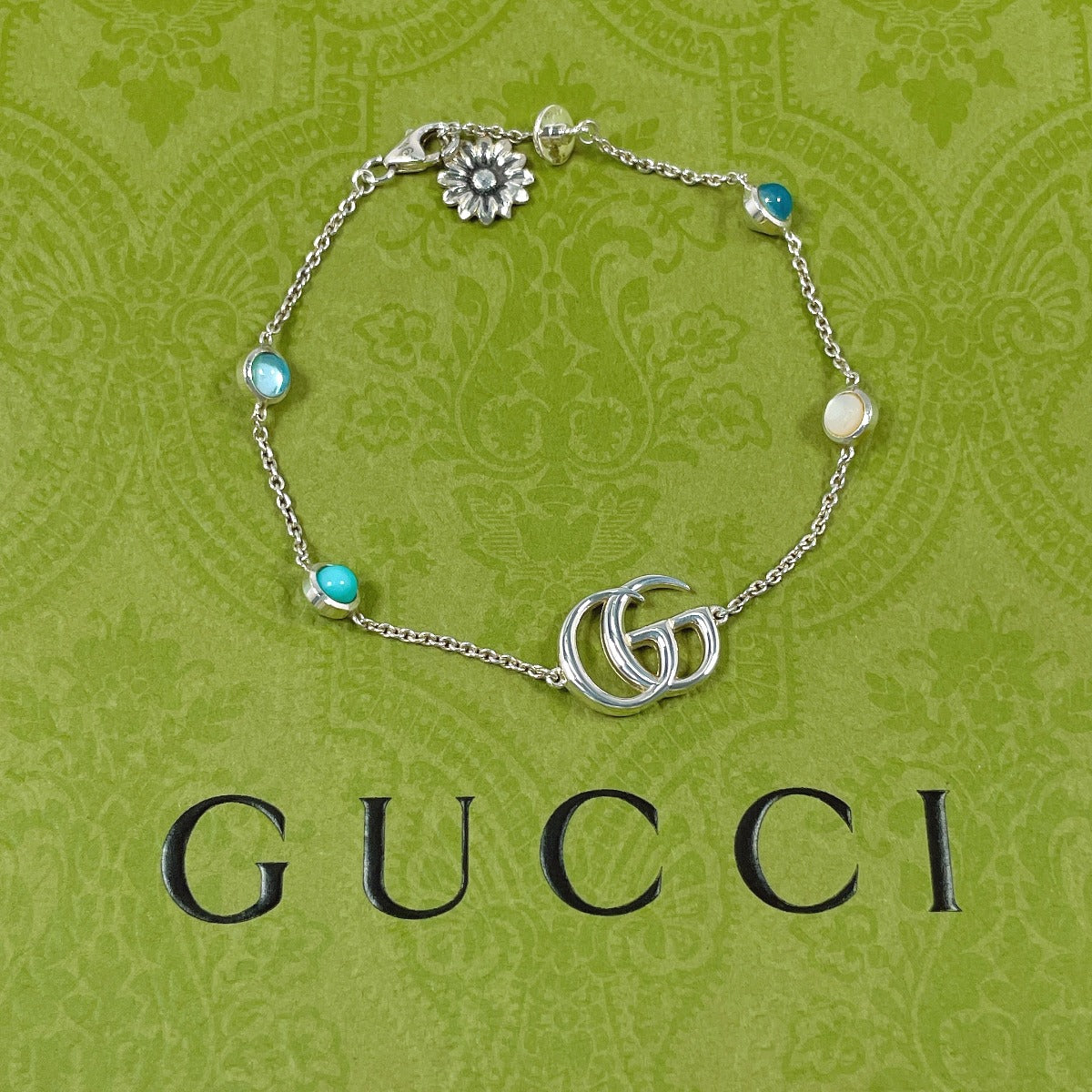 Gucci Double G Mother of Pearl Silver Bracelet