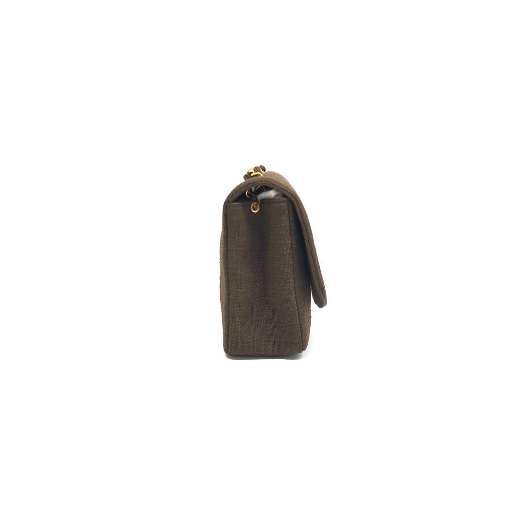 Chanel Diana Medium   Chocolate Brown Fabric Single Flap with 24k Gold Plated Hardware 1991-1994