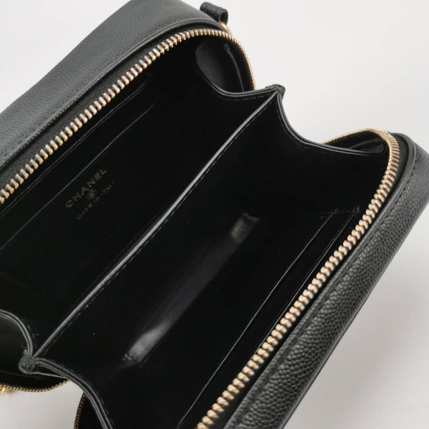 Chanel Filigree Mini Vanity Case 2018 Black Caviar Leather Bag