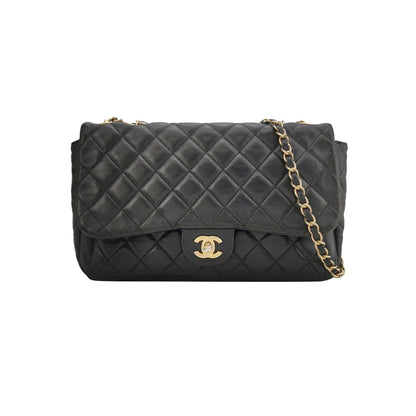 Chanel Now and Forever Large Flap Bag Black Lambskin Gold HW, 2013-14