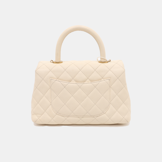 Chanel Coco Handle Small Beige Caviar Leather Gold Hardware, 2017