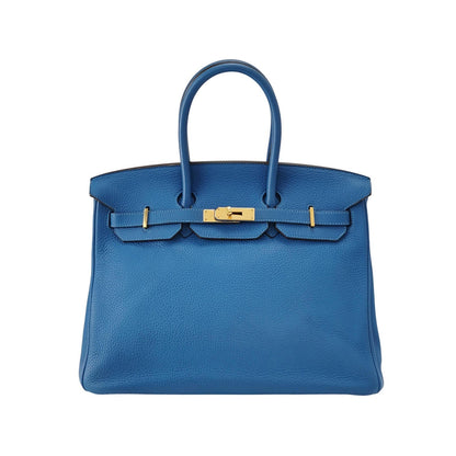 Hermes Birkin 35 7Q Mykonos Blue Togo Calfskin Leather Gold Hardware 2011
