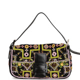Fendi Baguette Bag Multicolor Bead Embroidered Canvas Silver Hardware