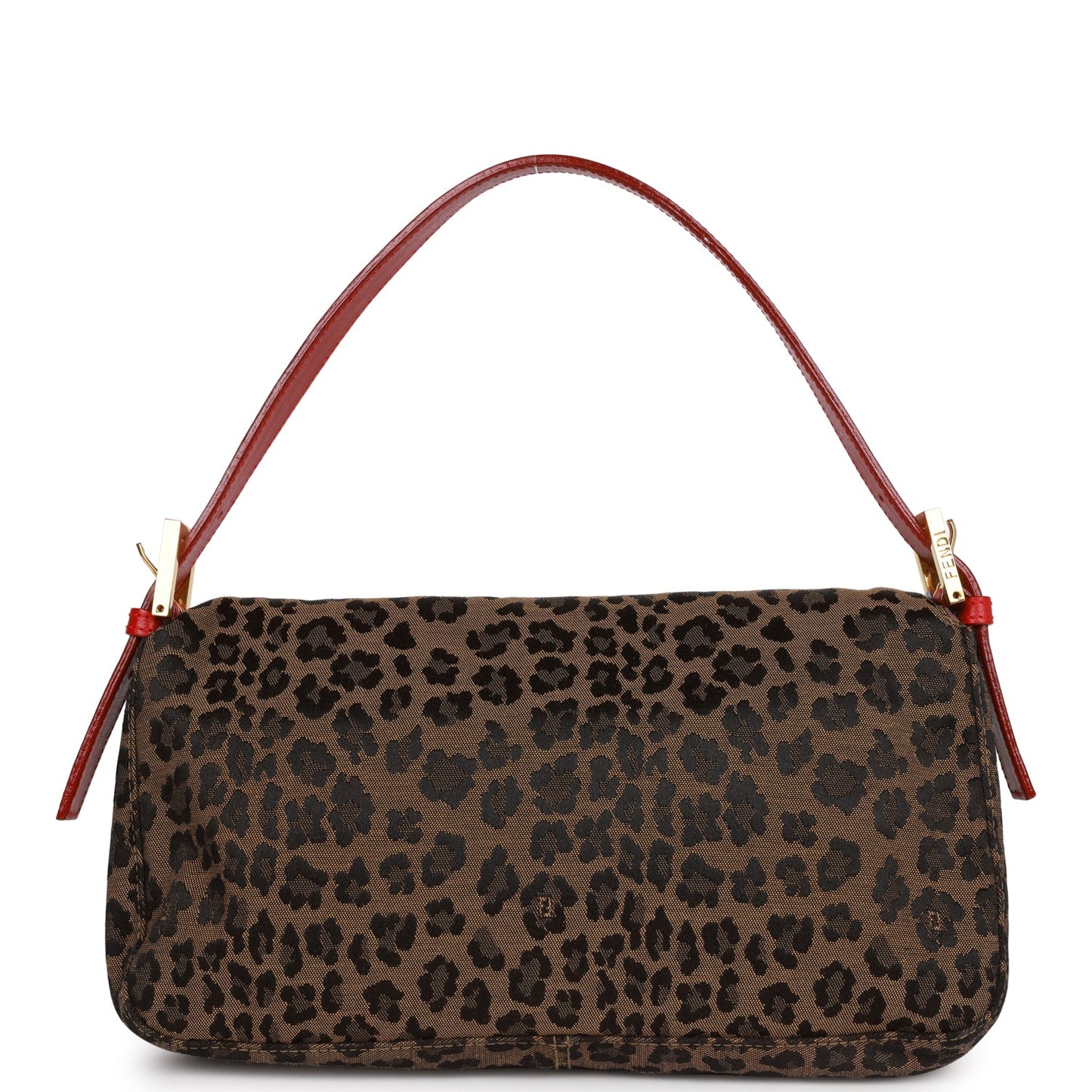 Fendi Leopard Baguette Bag Red Leather Gold Hardware