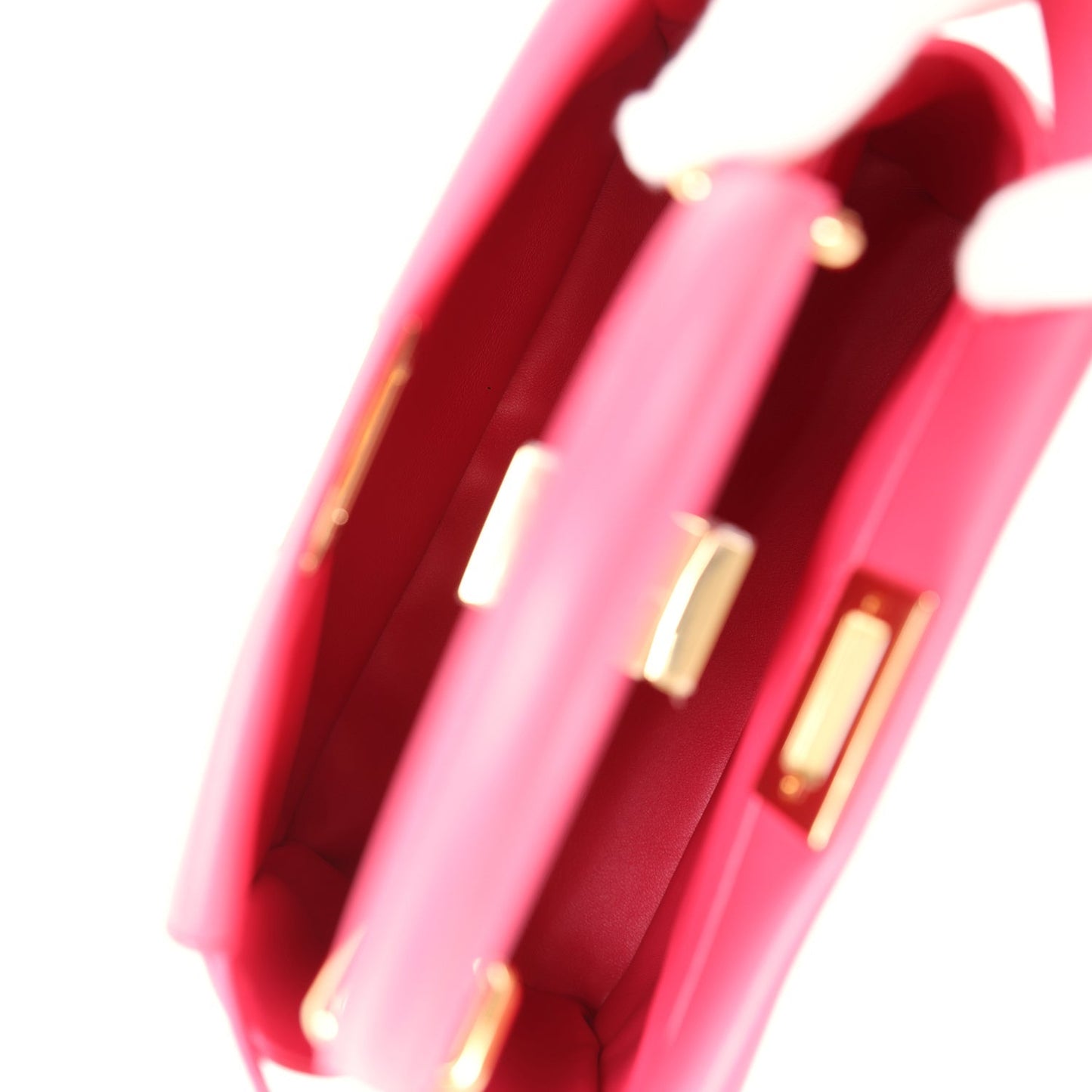 Fendi Mini Peekaboo Handbag Hot Pink Nappa Leather Gold Hardware