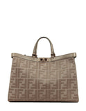 Fendi NEW Grey Canvas Monogram Peekaboo X-Tote Bag