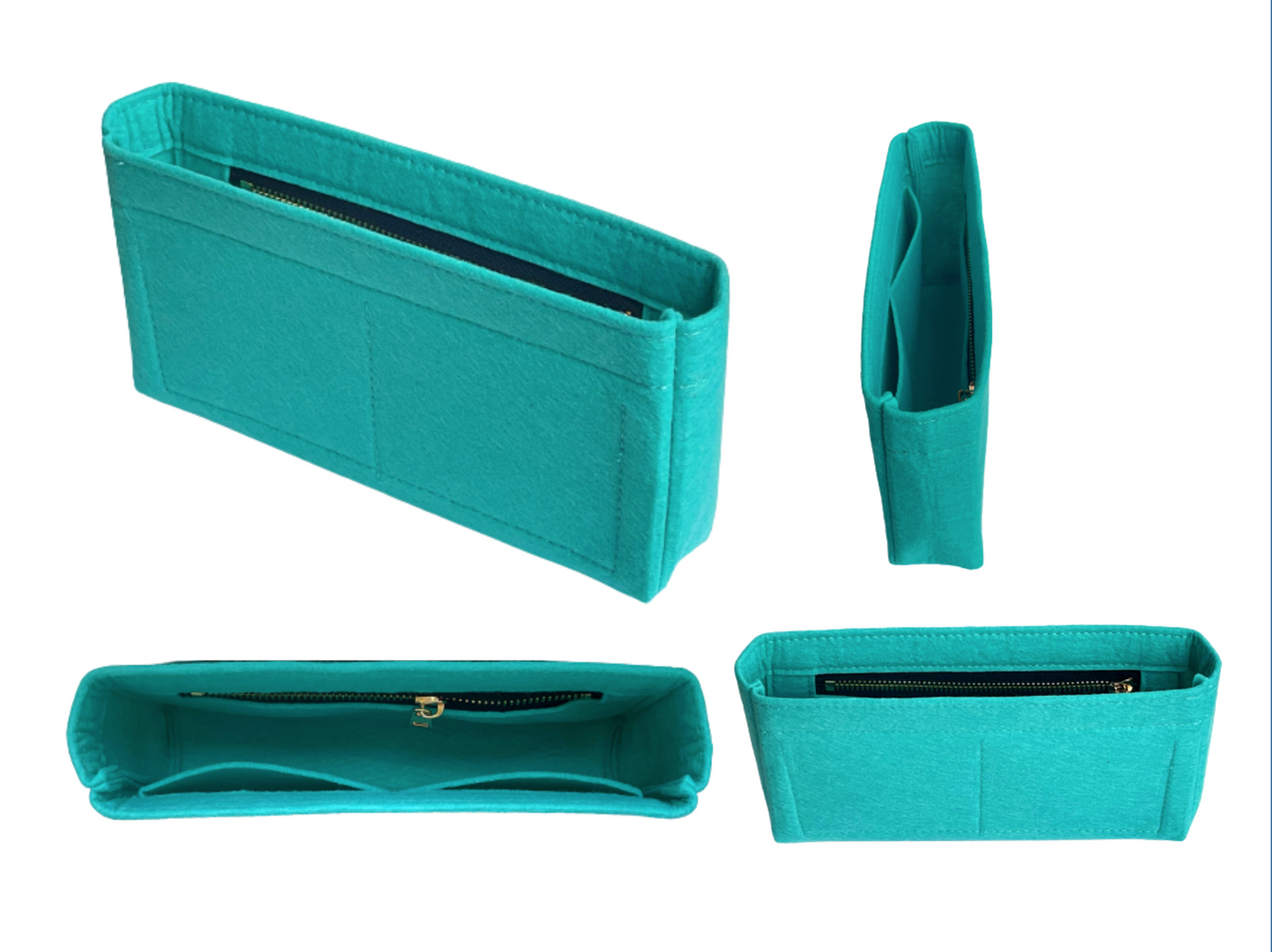 [19 Large Handbag Organizer] Felt Purse Insert (Slim with Zipper), Customized Bag Organizer, Liner Protector