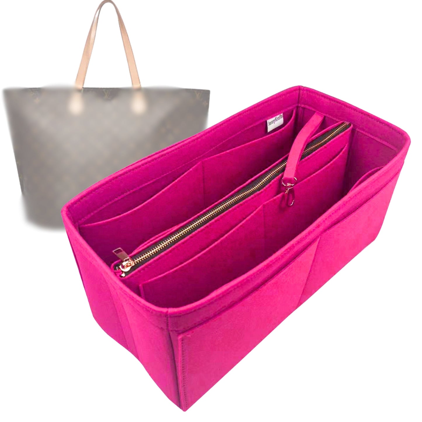 Organizer for [All-in GM (Large), LV] Bag Insert (Felt, with Detachable Zip Pouch)