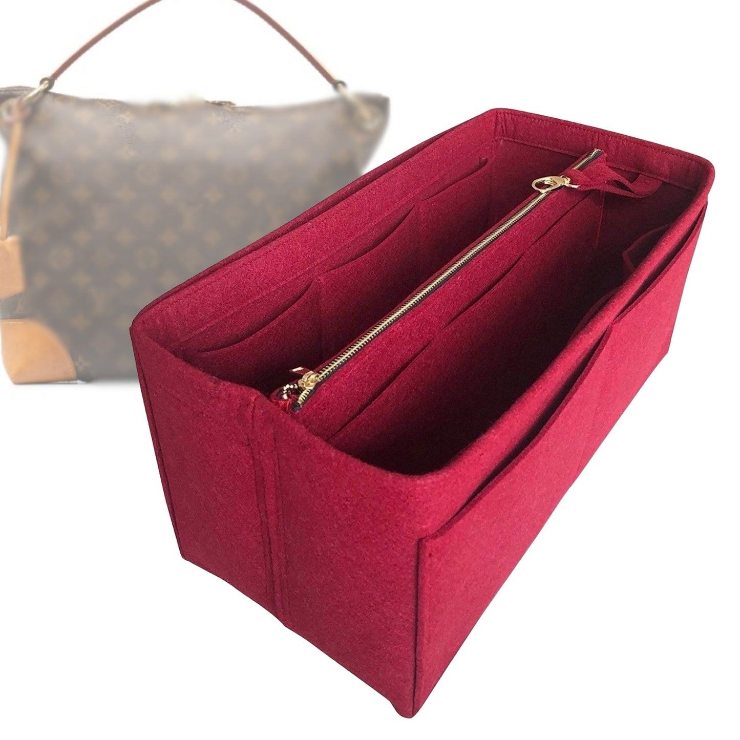 Organizer for [Berri MM (Medium), LV] Bag Insert (Felt, with Detachable Zip Pouch)