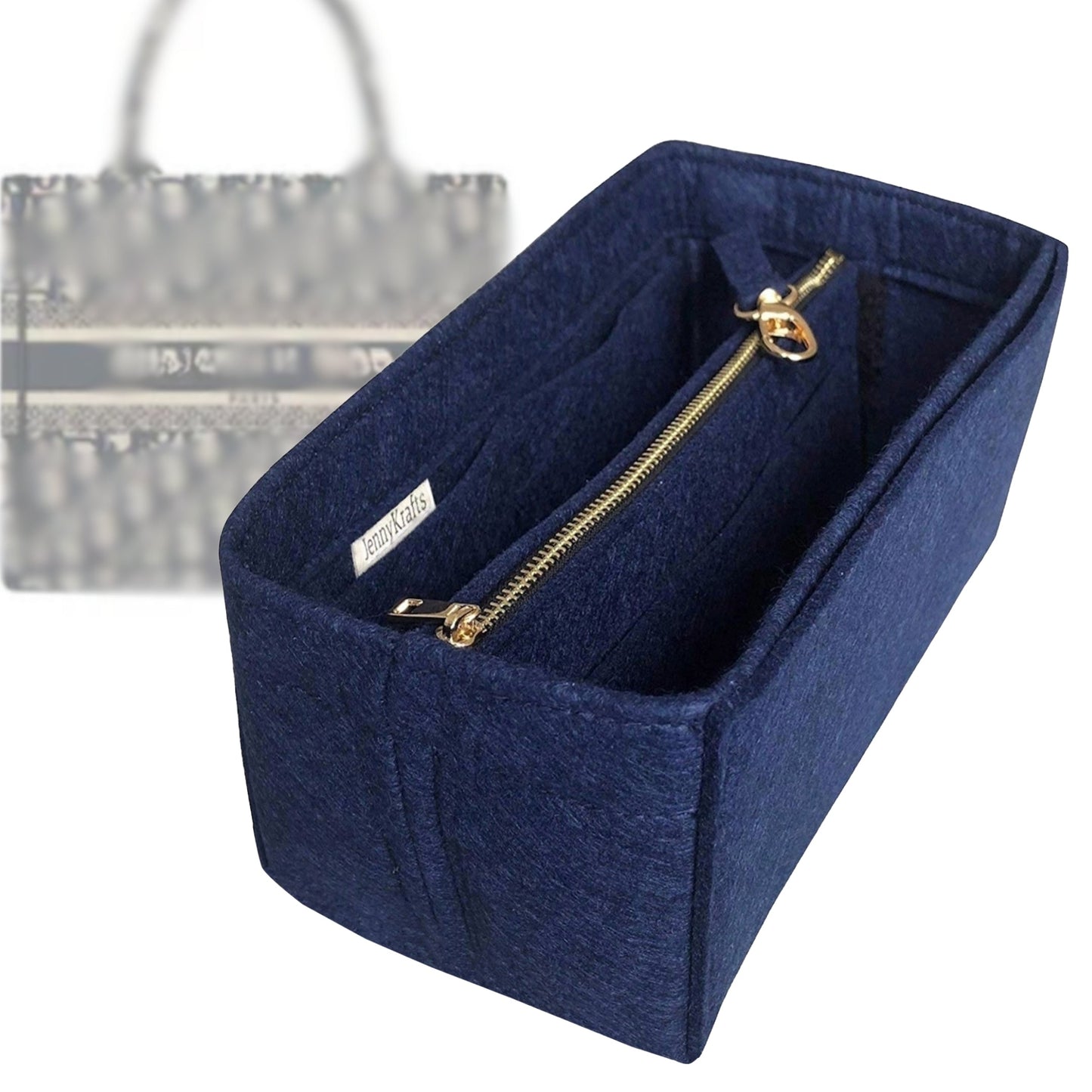 Organizer for [Book Tote Medium, Dior] Bag Insert (Felt, with Detachable Zip Pouch)