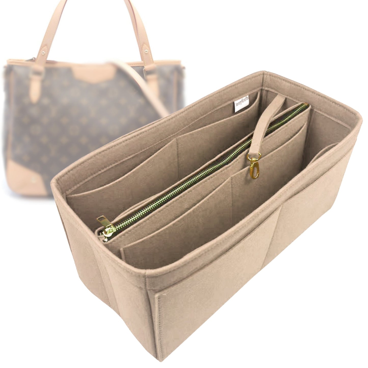 Organizer for [Estrela MM (Medium), LV] Bag Insert (Felt, with Detachable Zip Pouch)