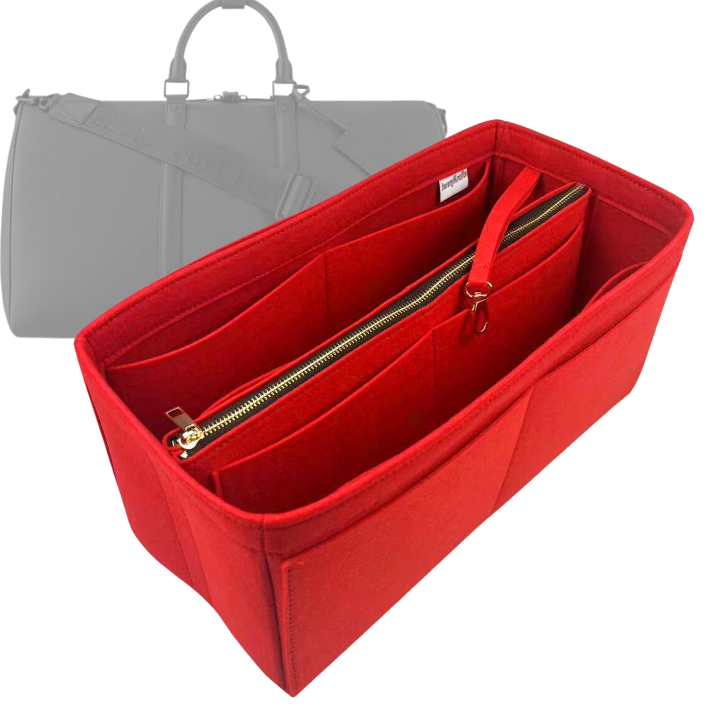 Organizer for [City Keepall, LV] Bag Insert (Felt, with Detachable Zip Pouch)