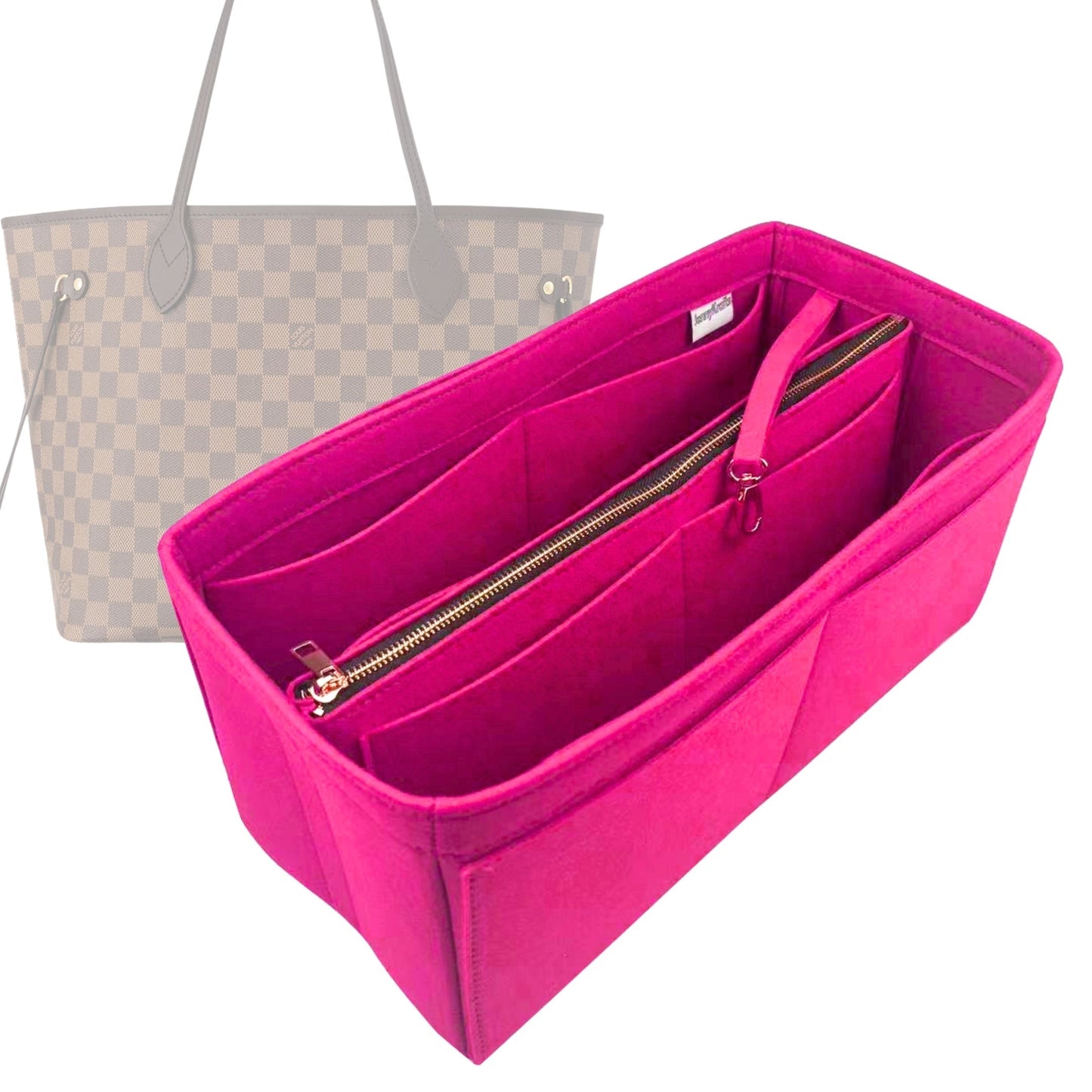 Organizer for [Neverfull PM (Small), LV] Bag Insert (Felt, with Detachable Zip Pouch)