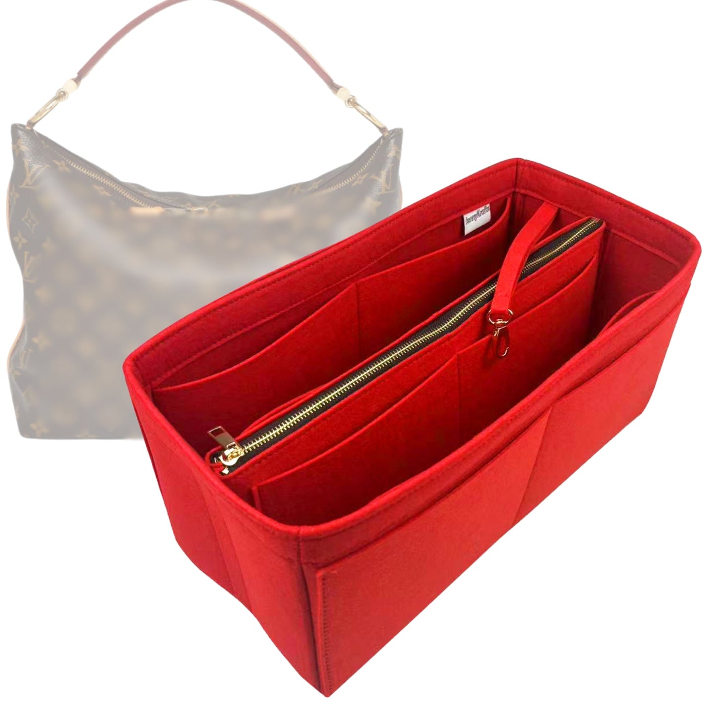 Organizer for [Sully PM (Small), LV] Bag Insert (Felt, with Detachable Zip Pouch)